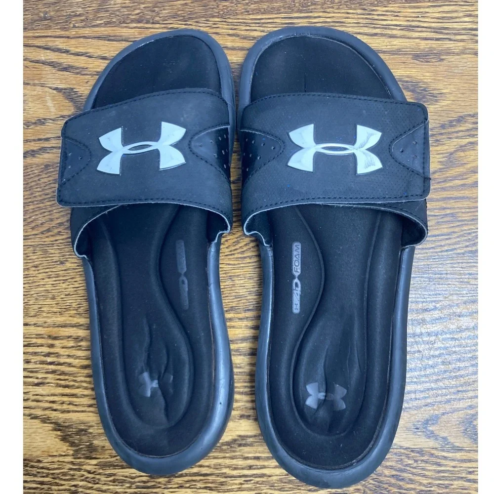Under Armour Men's Ignite IV Mens Black White Slide Sandals 1252510-001 Size 9